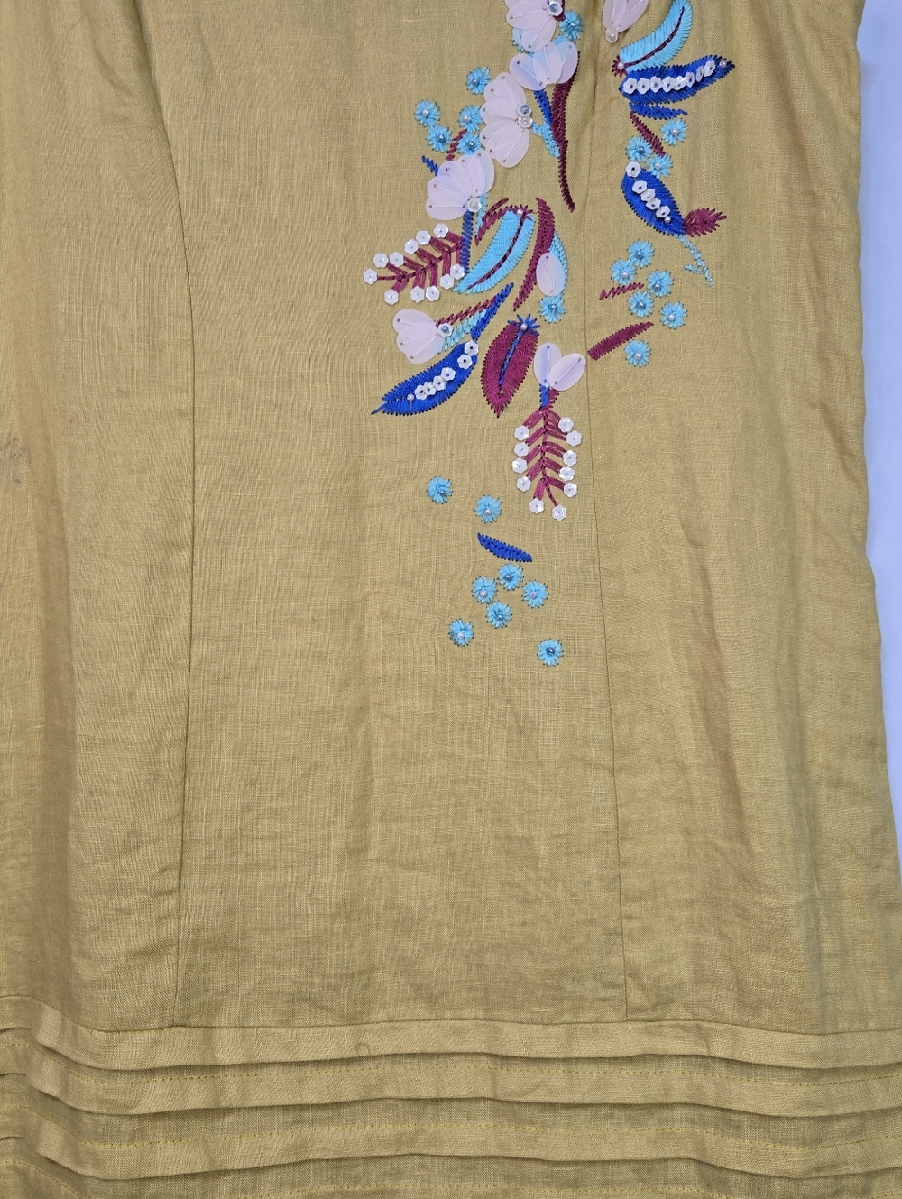 For Cynthia Sz S Sleeveless Dress, Gorgeous Sequined Floral Detail & hem Detail - Picture 4 of 12